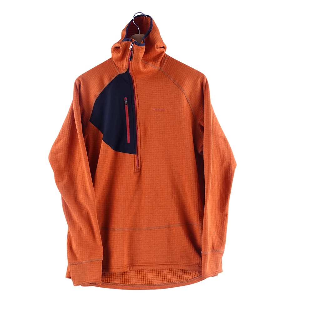 Patagonia R1 Hoody Mens Medium Orange Grid Fleece Half Zip Pullover Polartec